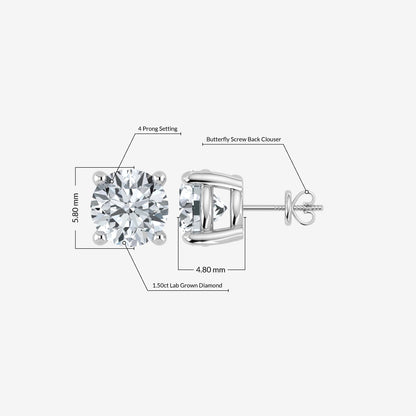 1.50ct Lab Grown Diamond Stud Earring