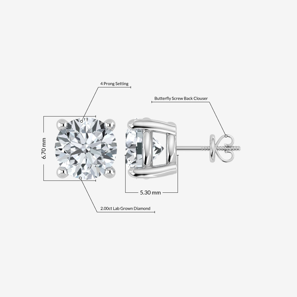 2.00ct Lab Grown Diamond Stud Earring