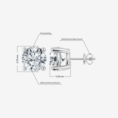 2.00ct Lab Grown Diamond Stud Earring