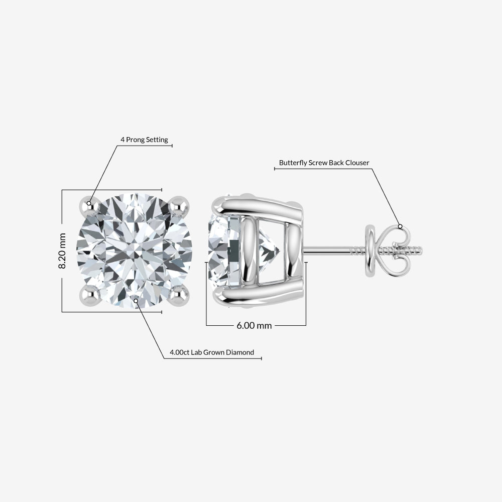 Lab-Grown Diamond Stud Earrings (4ct & 5ct)