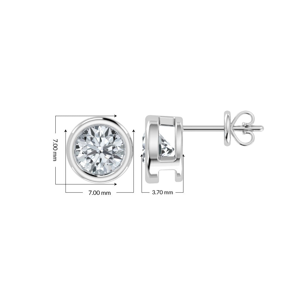 1.00ct Lab Grown Diamond Bezel Set Stud Earring