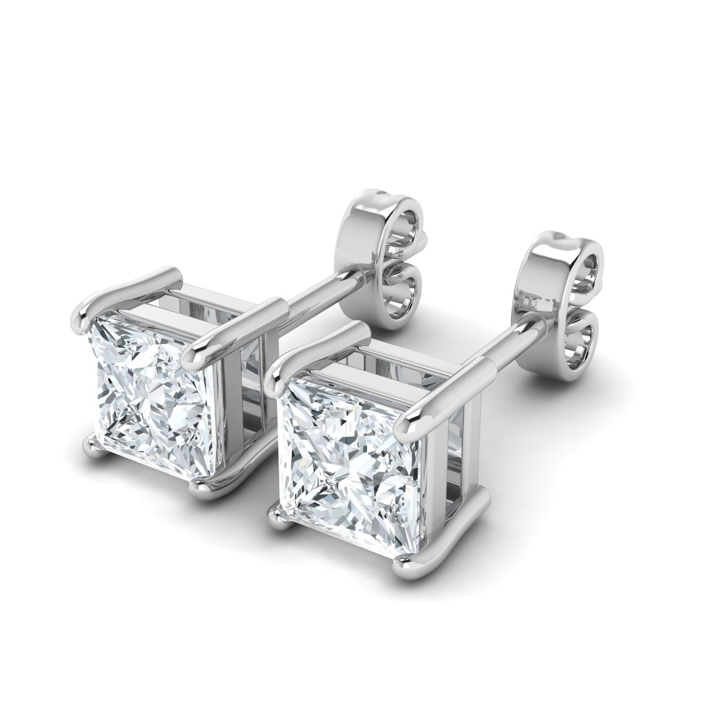 Lab Grown Diamond Princess Solitaire Earrings (0.50ct-2.50ct)