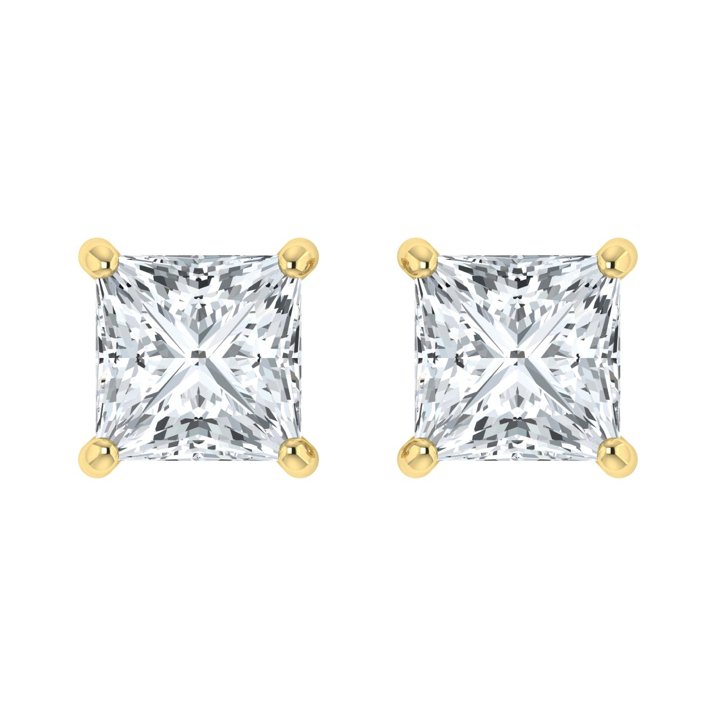 Lab Grown Diamond Princess Solitaire Earrings (0.50ct-2.50ct)