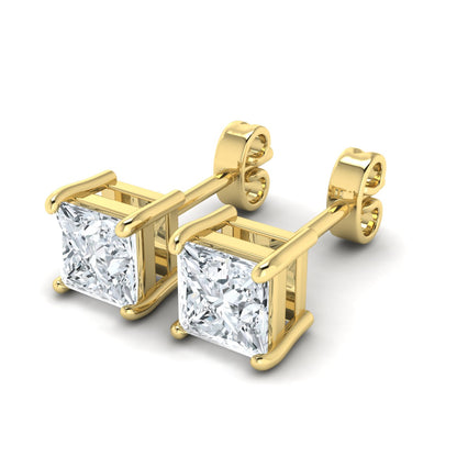 Lab Grown Diamond Princess Solitaire Earrings (0.50ct-2.50ct)