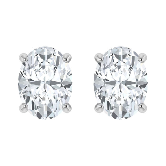 Elegantes pendientes ovalados con diamantes cultivados en laboratorio (0,50 ct-2,00 ct)