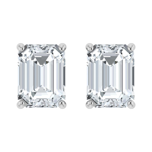 Pendientes de diamantes cultivados en laboratorio de talla esmeralda (0,50 ct-1,00 ct)