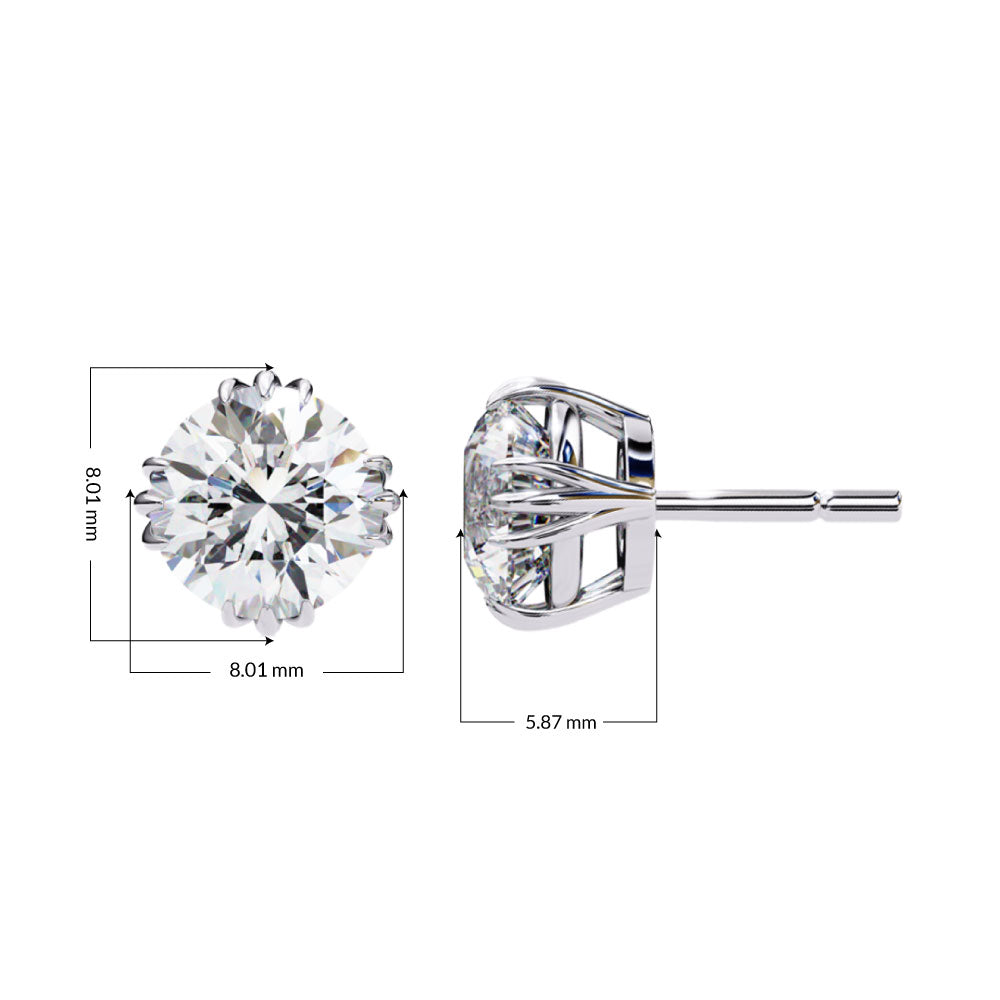 Pendientes de diamantes cultivados en laboratorio de 2,50 ct con destellos celestiales