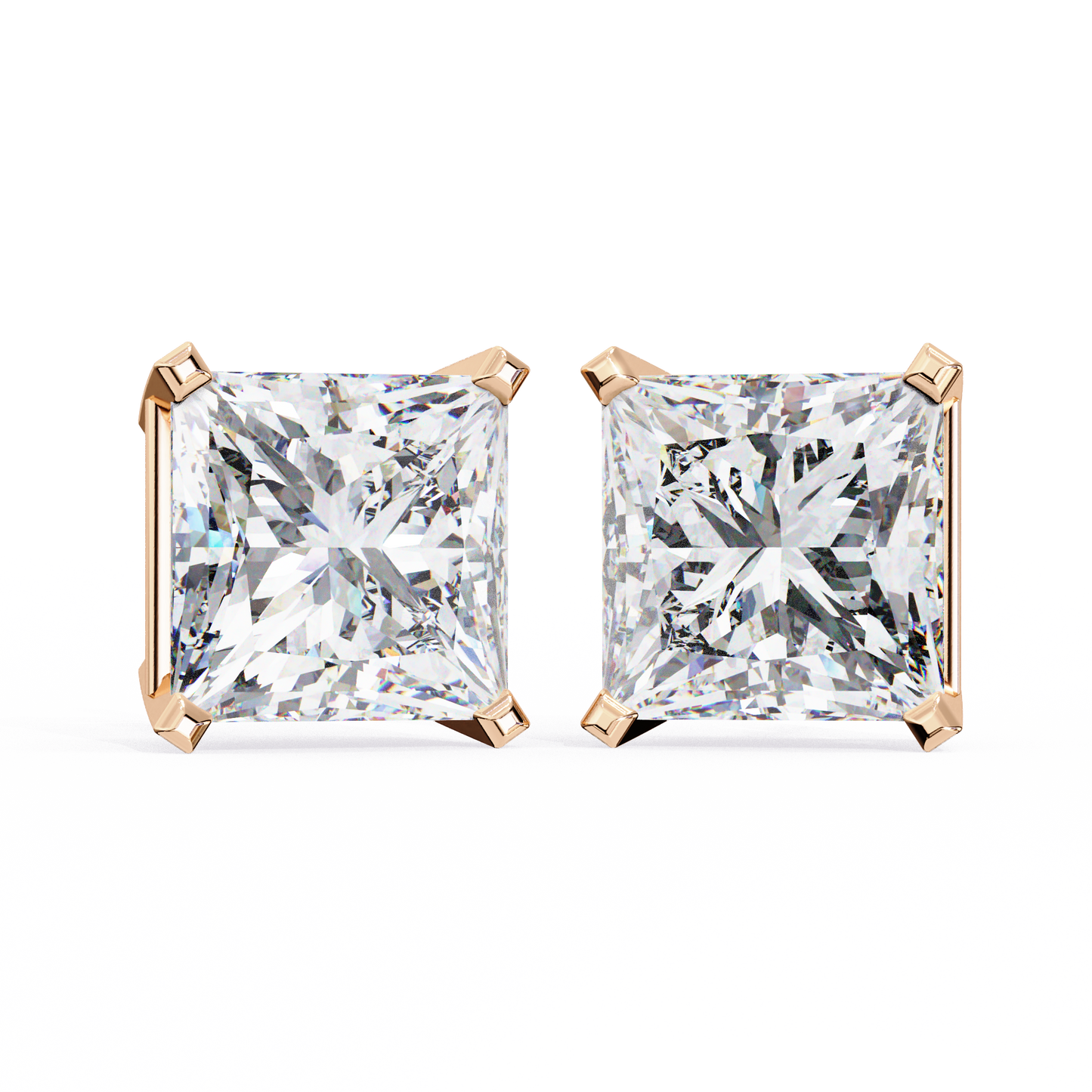 3.00ct Lab Grown Princess Cut Diamond Stud Earrings