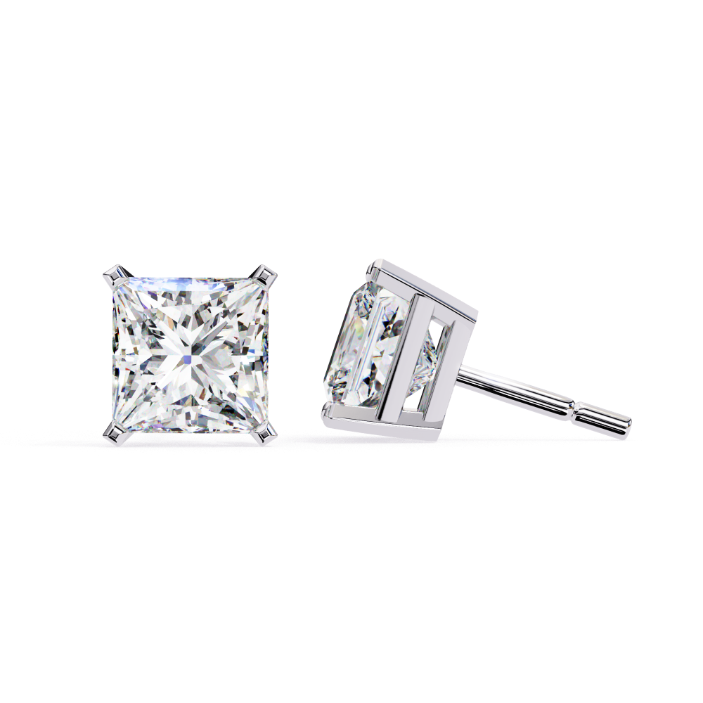 3.00ct Lab Grown Princess Cut Diamond Stud Earrings