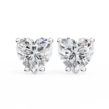 Pendientes de corazón solitario con diamantes cultivados en laboratorio de 2,50 ct