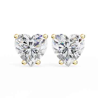 Pendientes de corazón solitario con diamantes cultivados en laboratorio de 2,50 ct