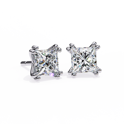 3ct Lab Grown Princess Diamond Duel Prong Earrings