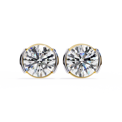 2.50ct Lab-Grown Diamond Half Bezel Set Studs