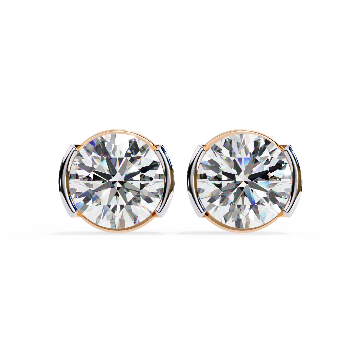 2.50ct Lab-Grown Diamond Half Bezel Set Studs