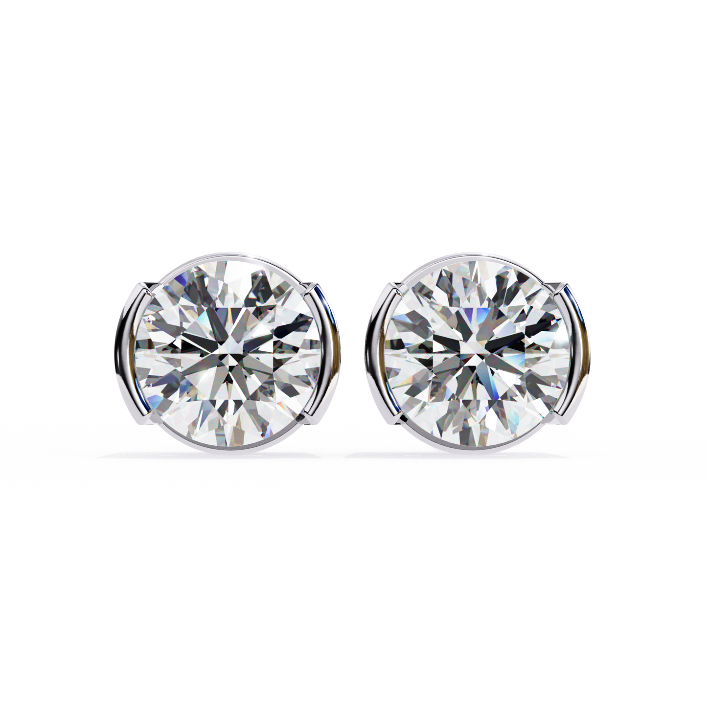 2.50ct Lab-Grown Diamond Half Bezel Set Studs