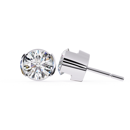 2.50ct Lab-Grown Diamond Half Bezel Set Studs