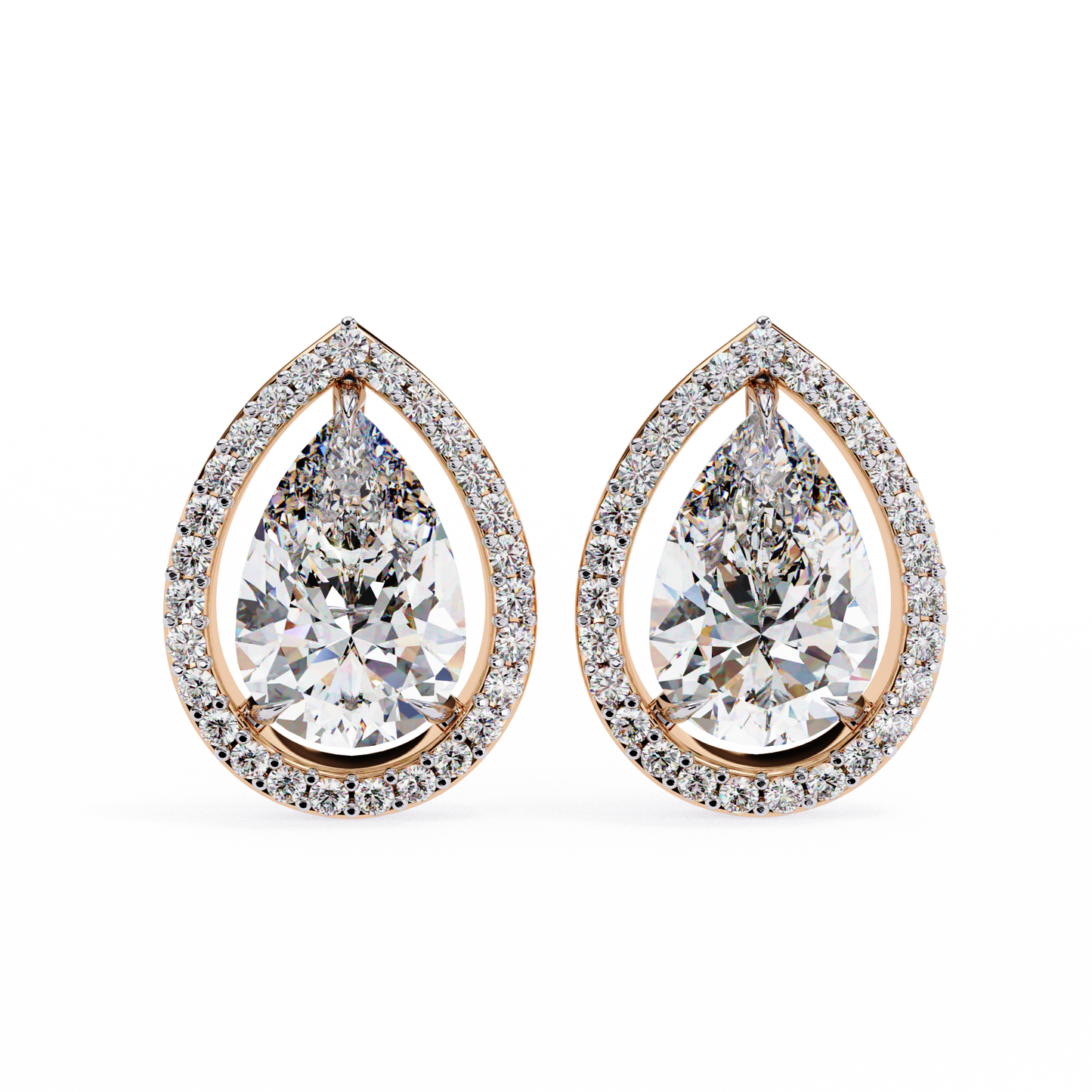 3.27ct Lab Grown Pear Diamond Stud Earrings