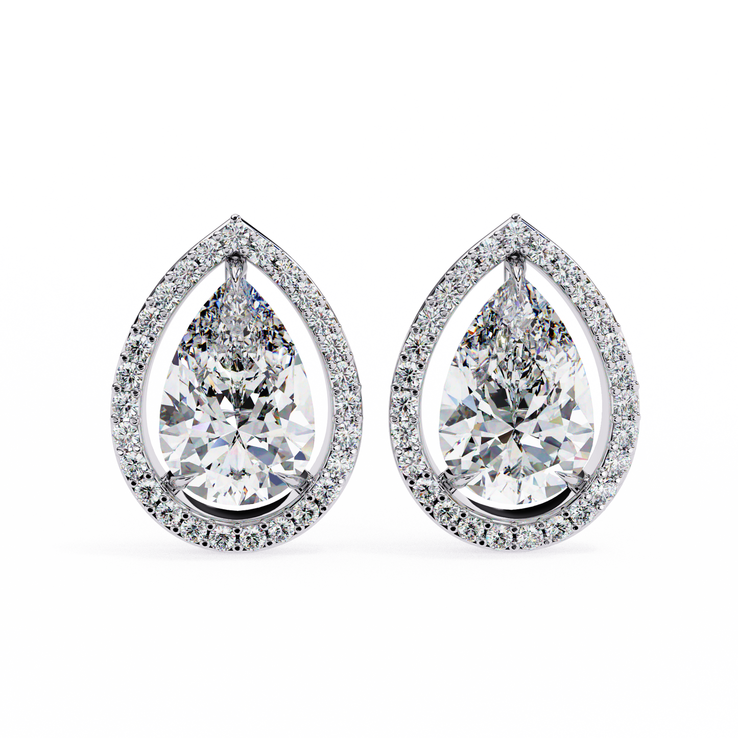 3.27ct Lab Grown Pear Diamond Stud Earrings