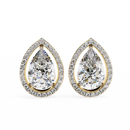 3.27ct Lab Grown Pear Diamond Stud Earrings