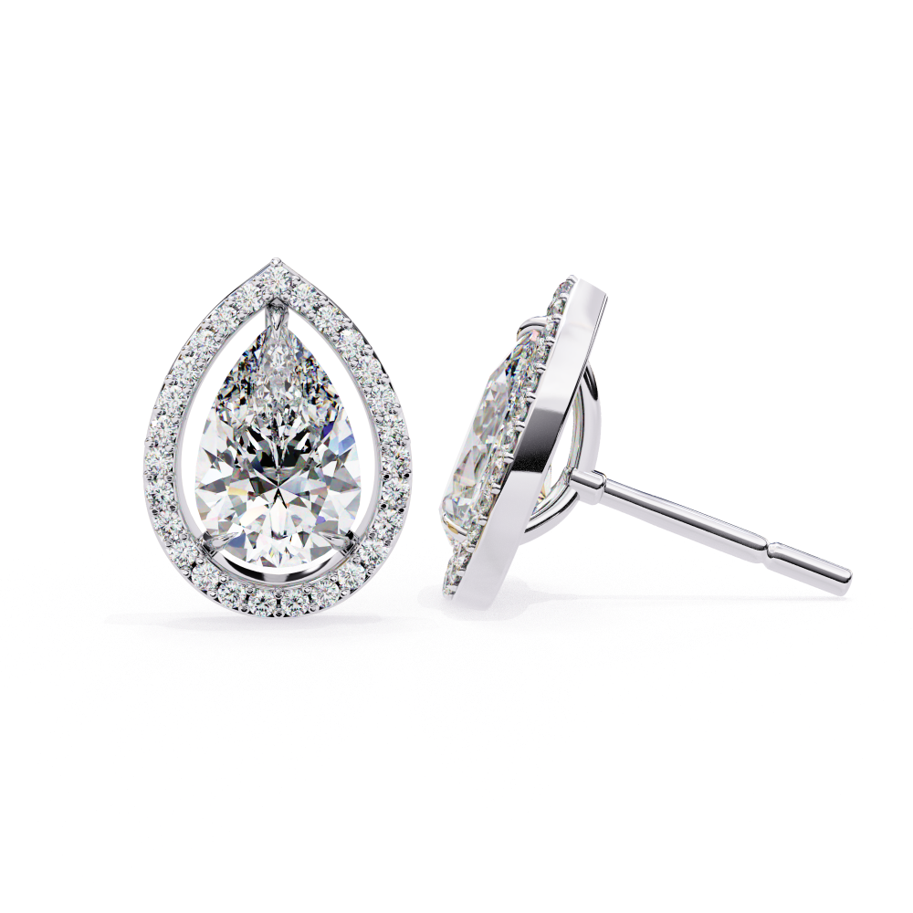 3.27ct Lab Grown Pear Diamond Stud Earrings