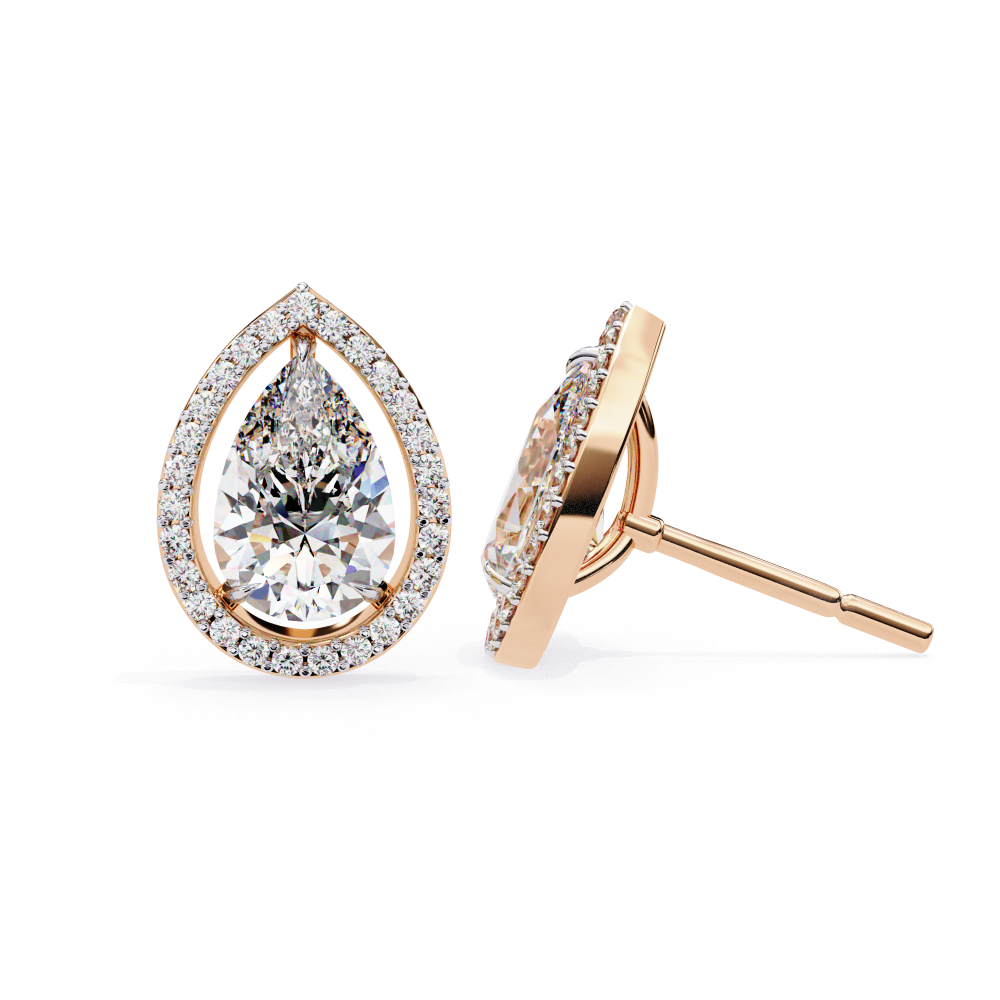 3.27ct Lab Grown Pear Diamond Stud Earrings