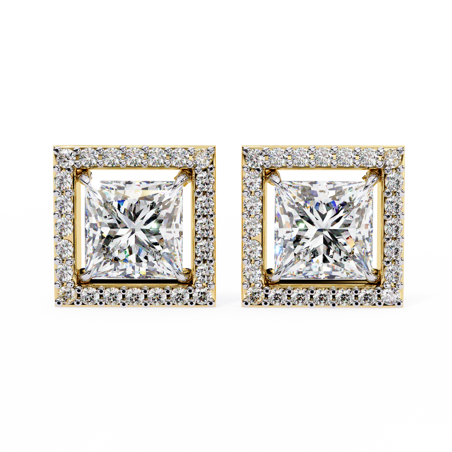 2.24ct Lab Grown Princess Diamond Stud Earrings