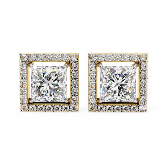 2.24ct Lab Grown Princess Diamond Stud Earrings