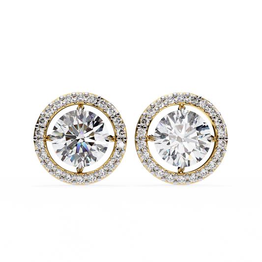 1.76ct Lab Grown Diamond Halo Stud Earrings