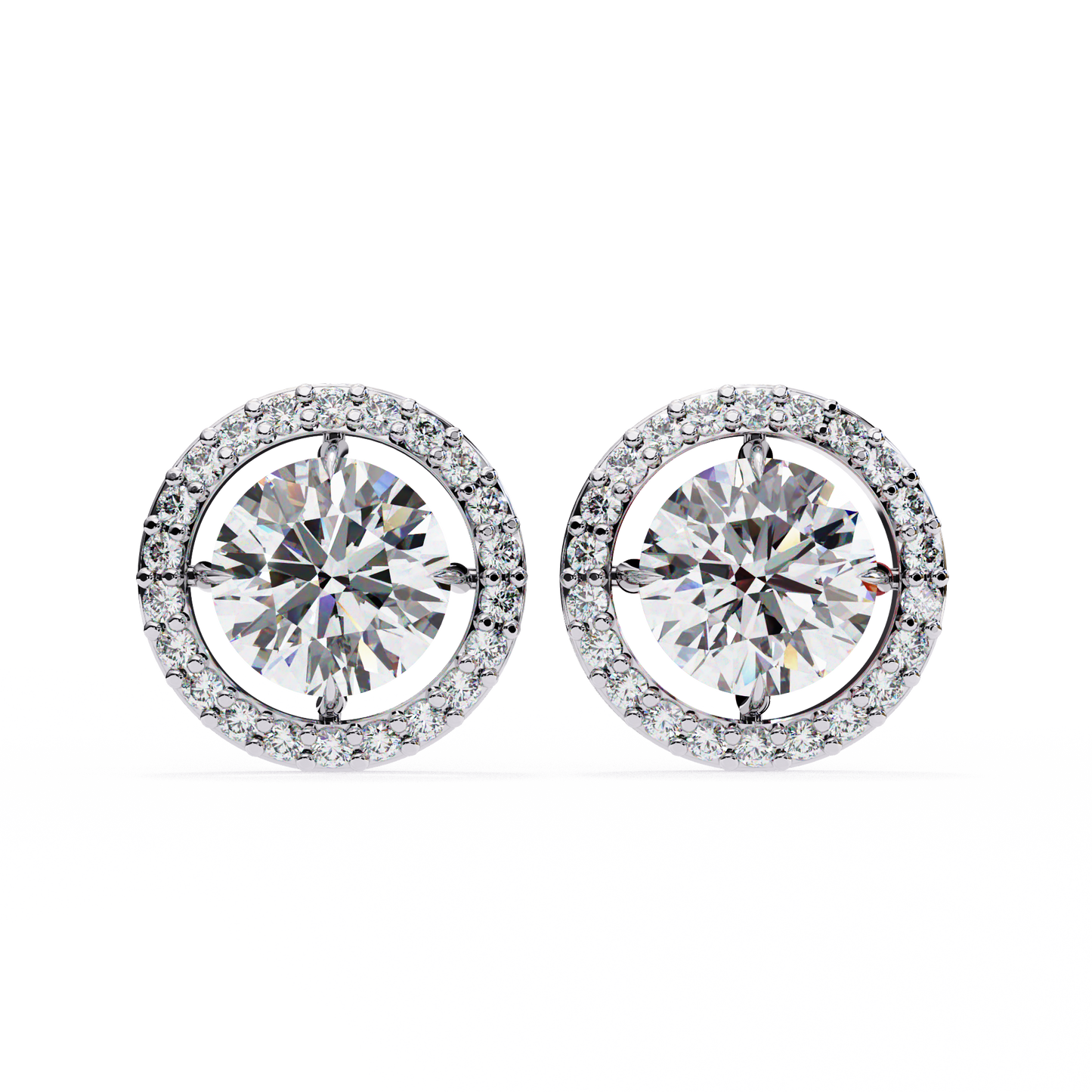 1.76ct Lab Grown Diamond Halo Stud Earrings