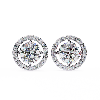 1.76ct Lab Grown Diamond Halo Stud Earrings