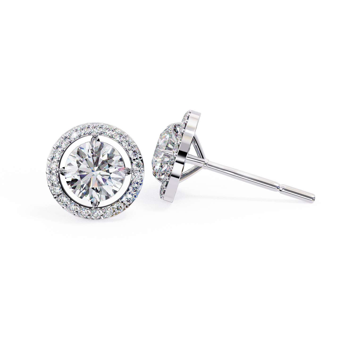 1.76ct Lab Grown Diamond Halo Stud Earrings