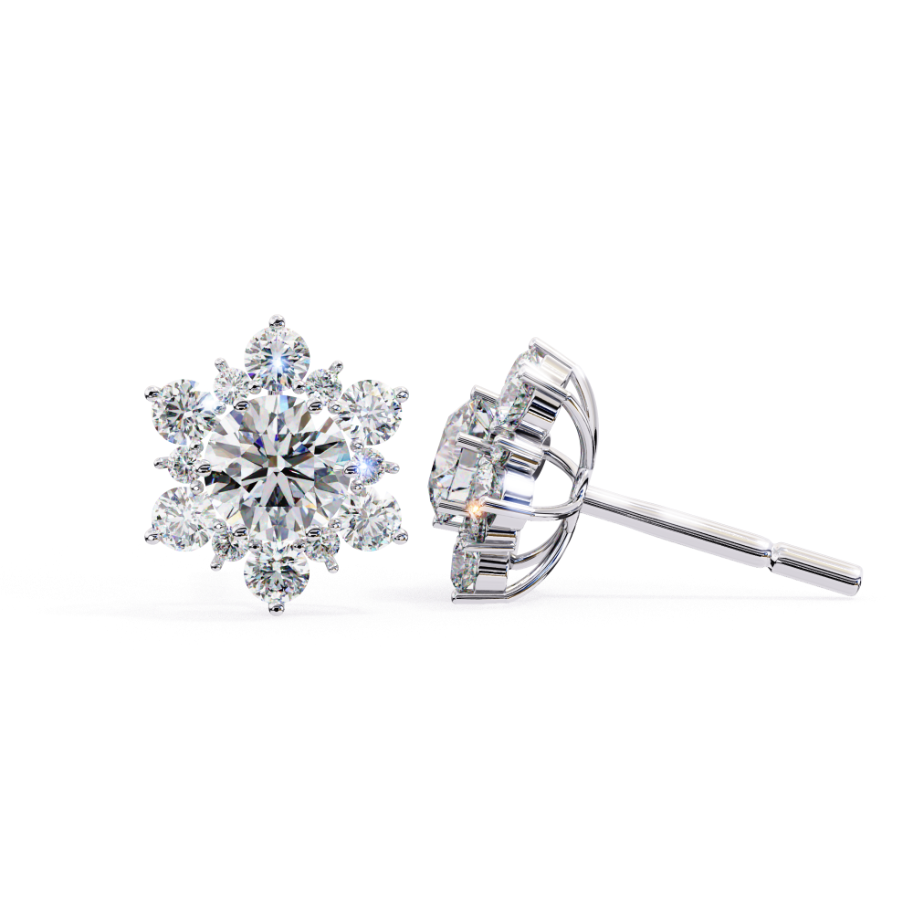 0.74ct Lab Grown Diamond Snow Flake Design Earrings