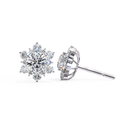 0.74ct Lab Grown Diamond Snow Flake Design Earrings