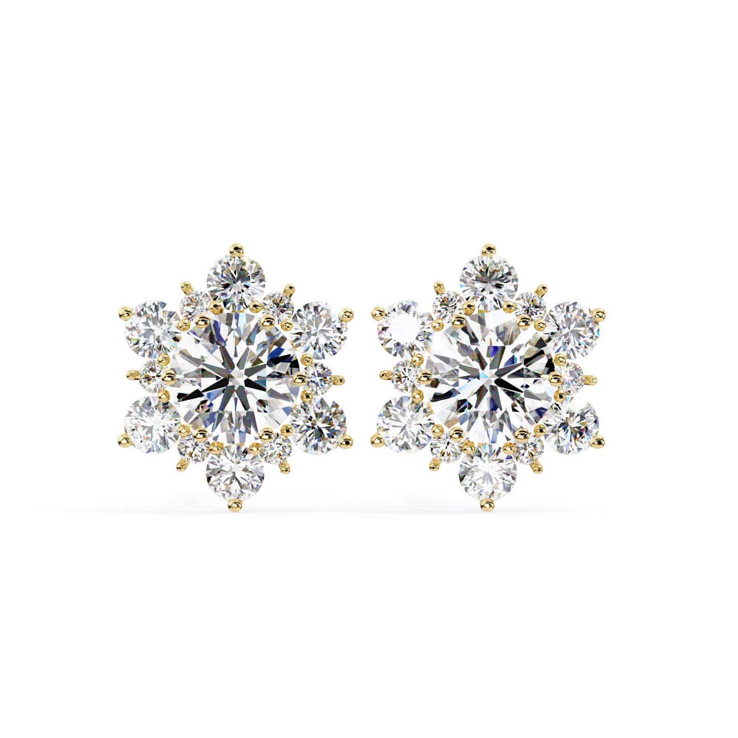 0.74ct Lab Grown Diamond Snow Flake Design Earrings