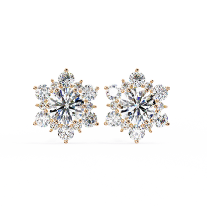 0.74ct Lab Grown Diamond Snow Flake Design Earrings