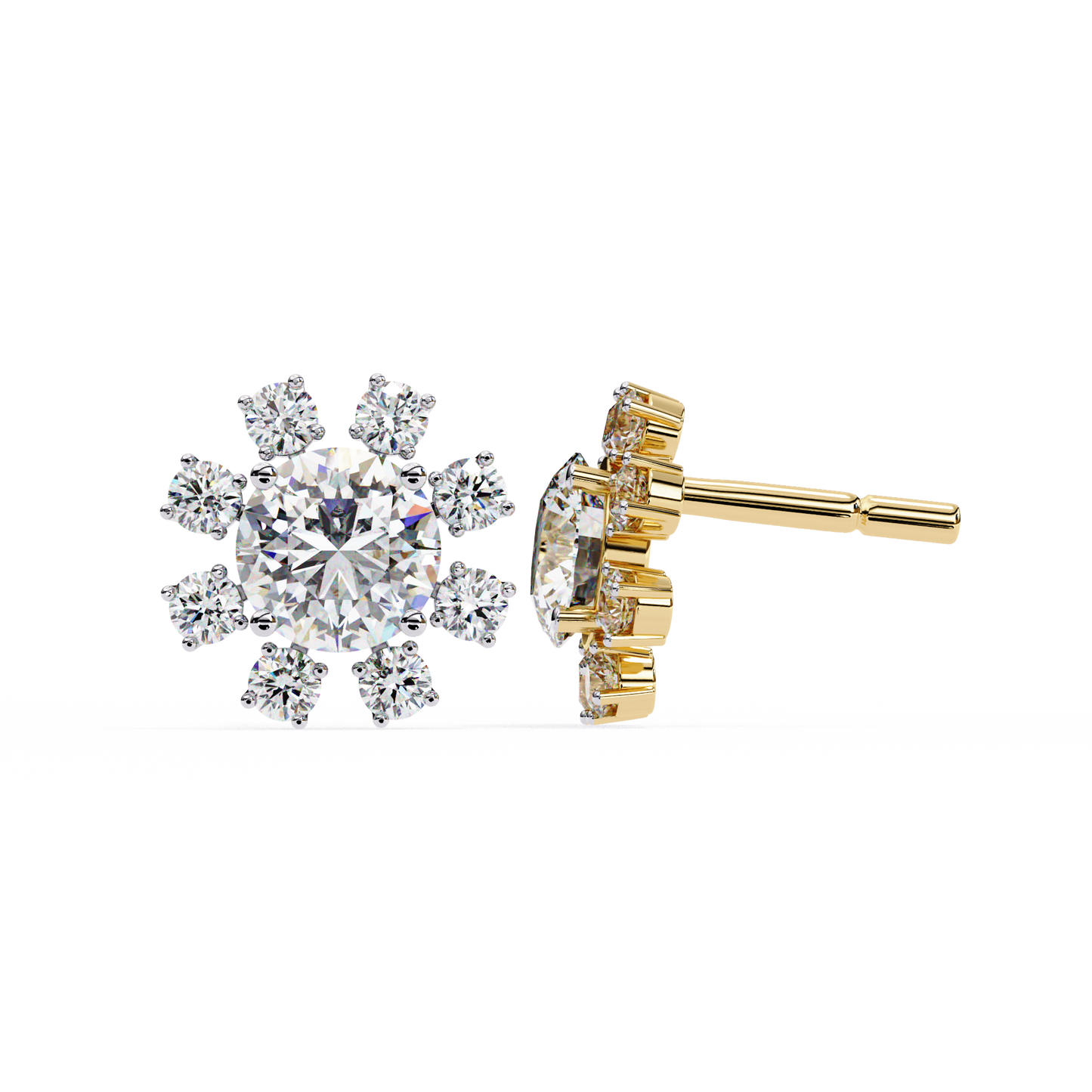 1.50ct Lab Grown Diamond Flower Stud Earrings