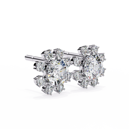 1.50ct Lab Grown Diamond Flower Stud Earrings