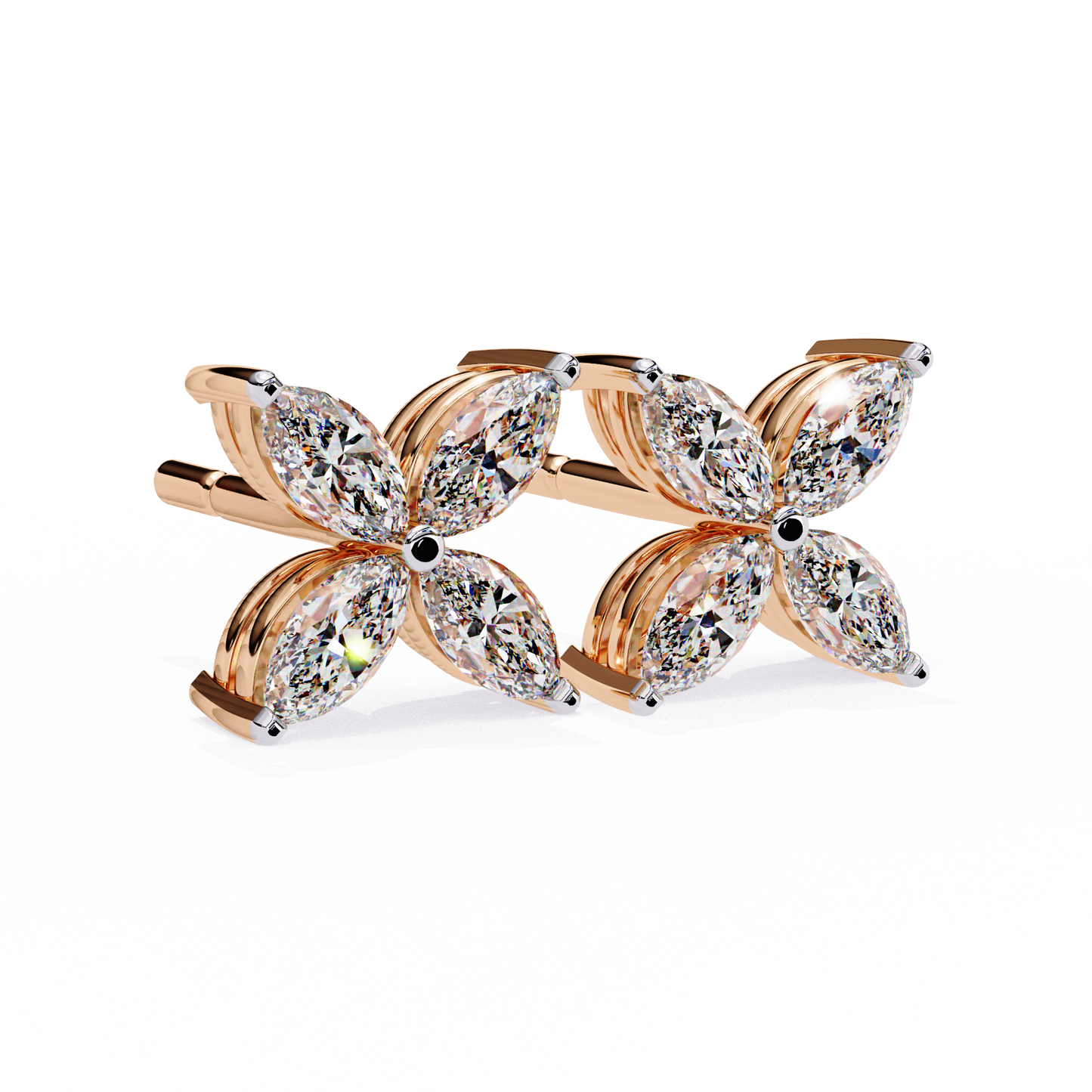 1.00ct Lab Grown Marquise Diamond Flower Studs