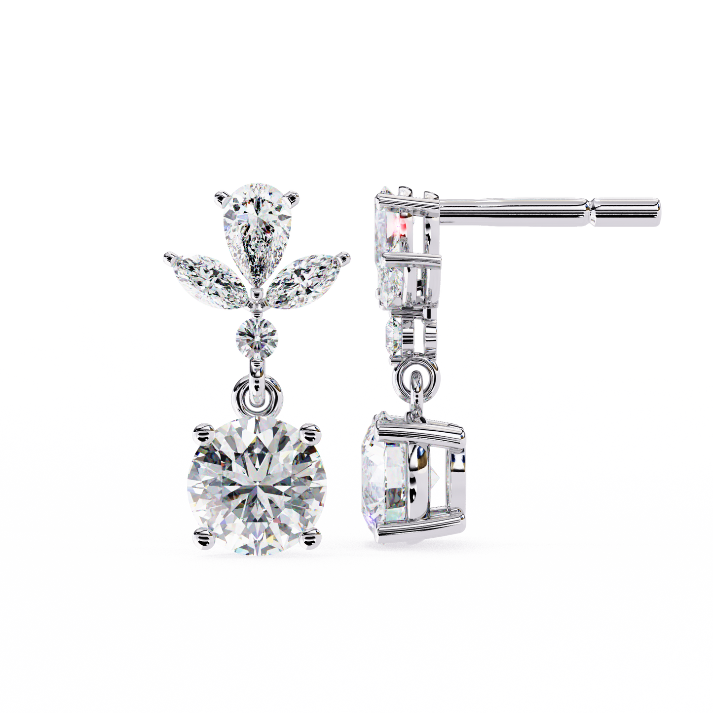 1.34ct Lab Grown Diamond Floral Fantasy Earrings