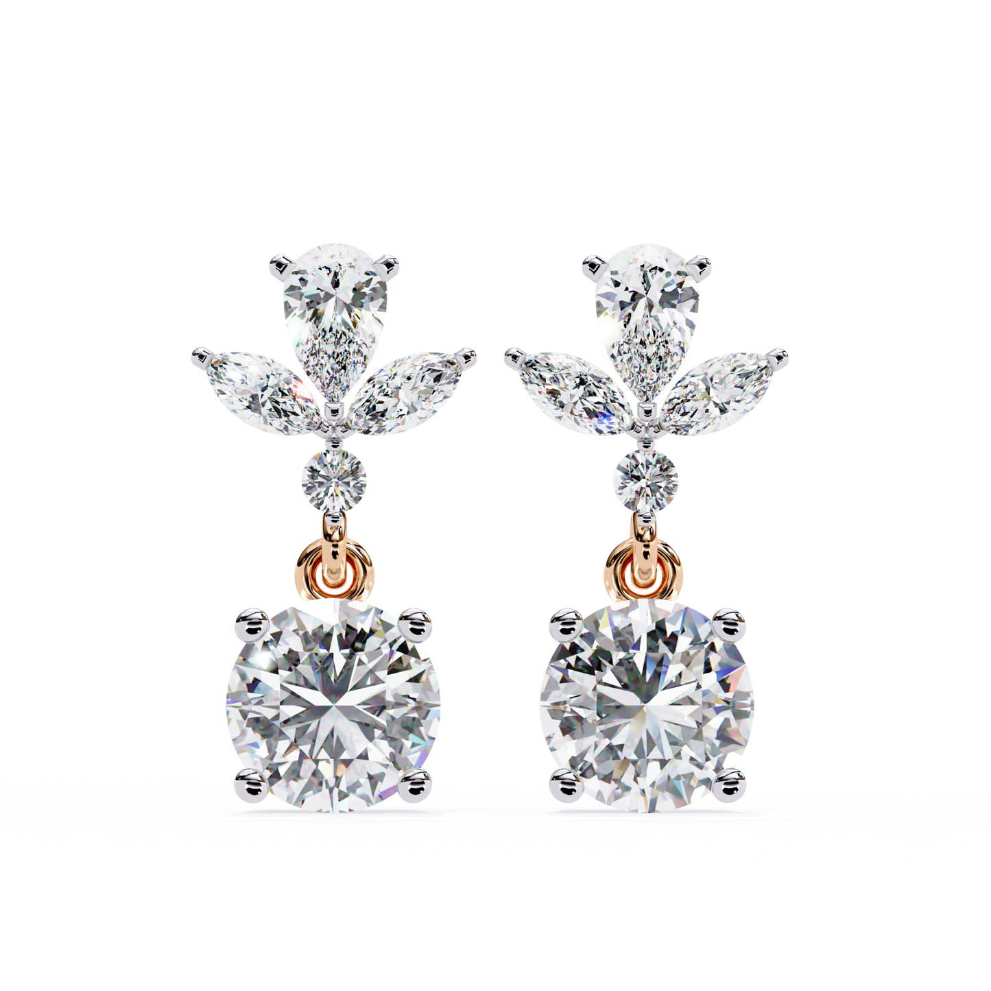 1.34ct Lab Grown Diamond Floral Fantasy Earrings