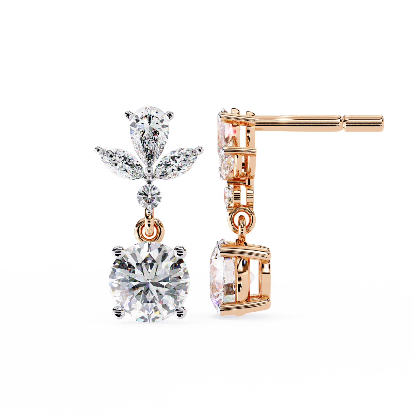 1.34ct Lab Grown Diamond Floral Fantasy Earrings