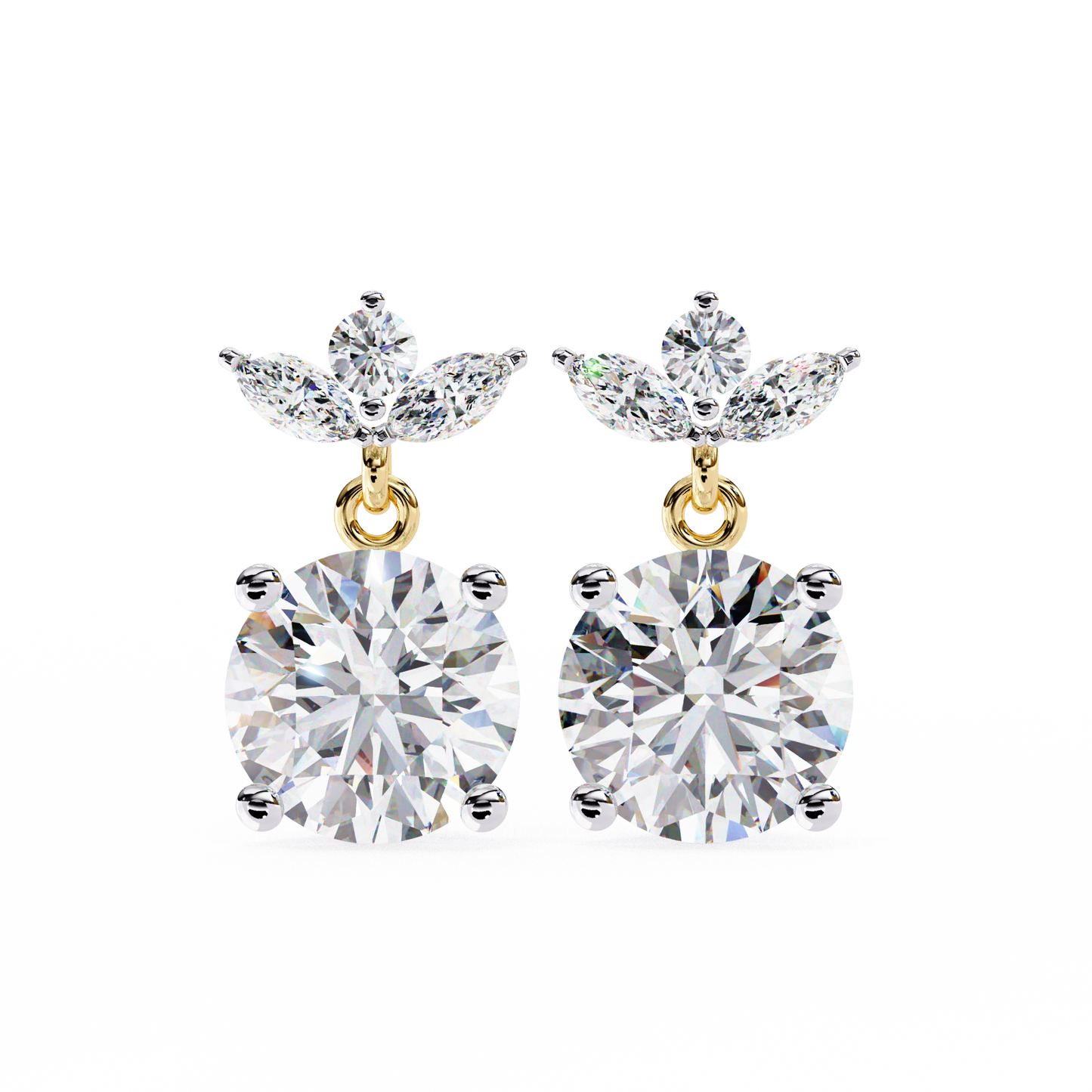 2.02ct Lab Grown Diamond Floral Drop Earrings