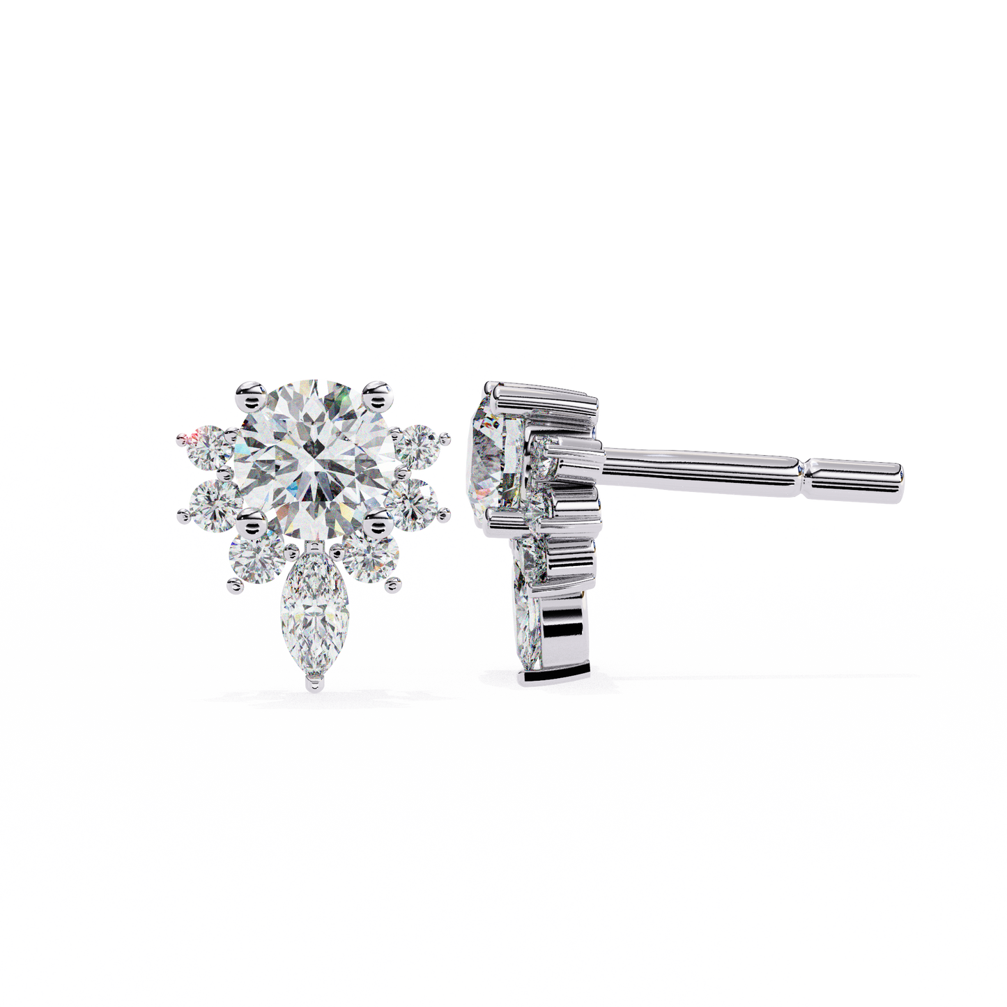 0.75ct Lab Grown Diamond Flower Drop Earrings