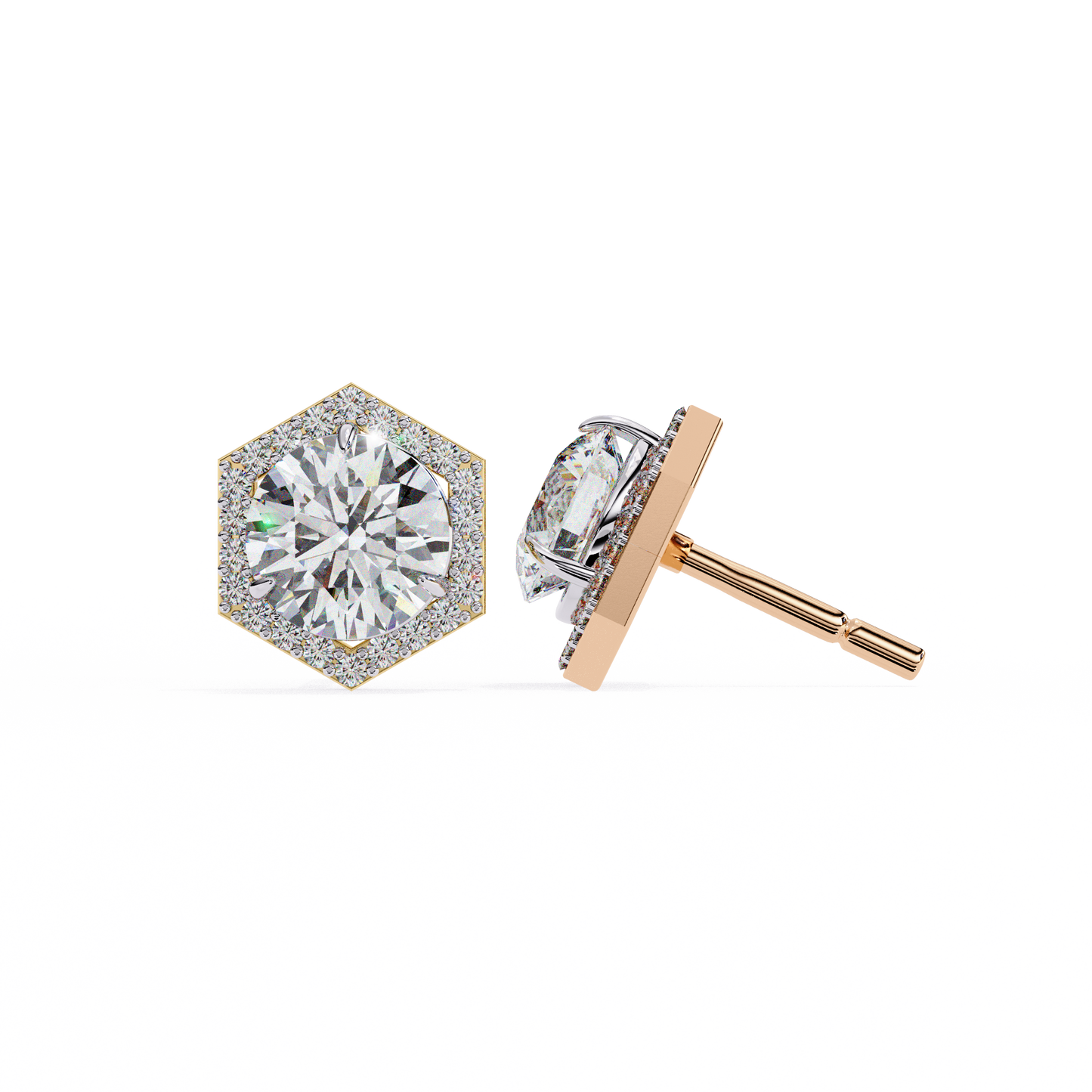 2.26ct Lab Grown Diamond Hexagon Studs