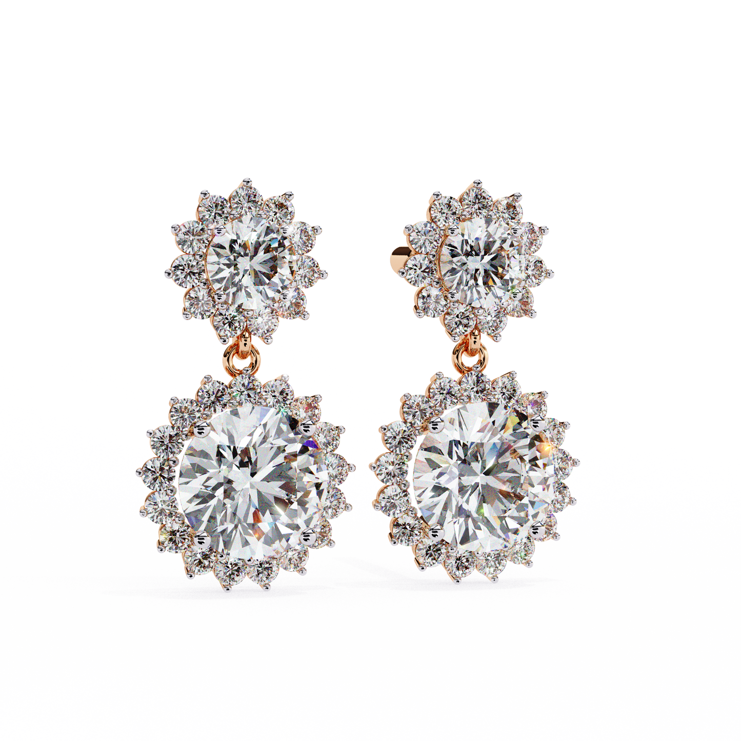 1.51ct Lab Grown Diamond Sun Flower Drop Earrings