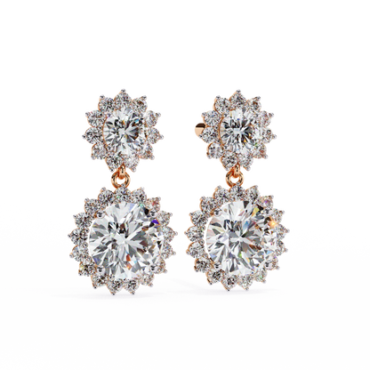 1.51ct Lab Grown Diamond Sun Flower Drop Earrings