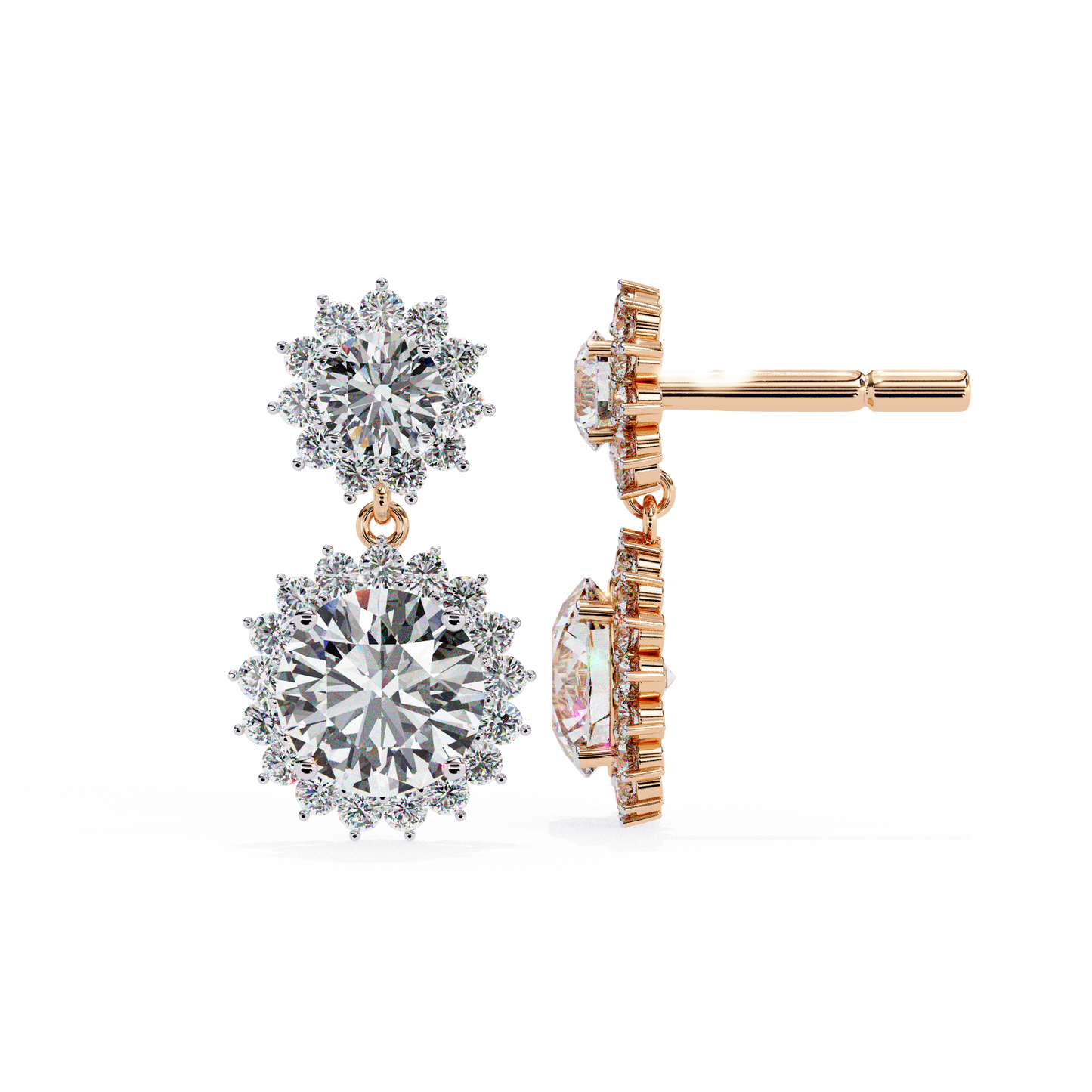 1.51ct Lab Grown Diamond Sun Flower Drop Earrings