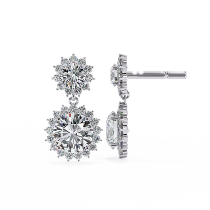 1.51ct Lab Grown Diamond Sun Flower Drop Earrings