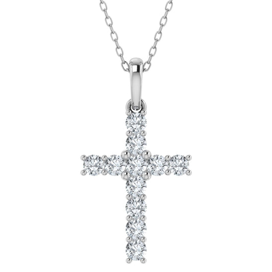 Colgante de cruz celestial con diamantes cultivados en laboratorio de 0,50 ct