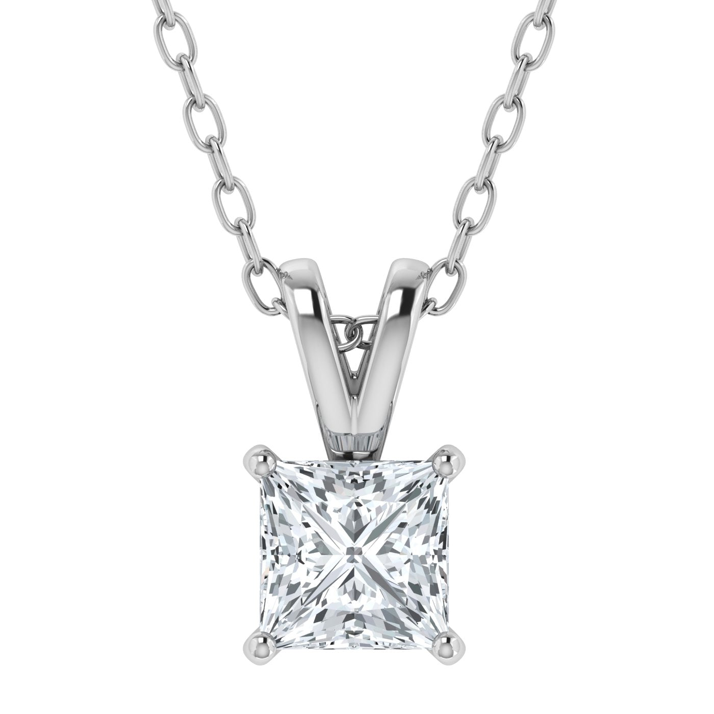 Lab Grown Diamond Princess Solitaire Pendant (0.50ct - 3.00ct)